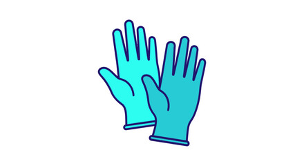 Pair of Blue Protective Gloves Icon Illustration.