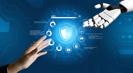 AI artificial intelligence strengthens cybersecurity with intelligent threat detection, virtual...