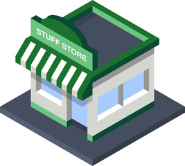 Green Isometric Shop Icon SVG