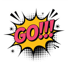 Dynamic comic book style sticker design go illustration vector scalable eps icon graphic vector