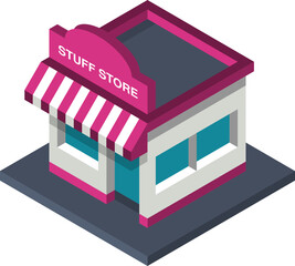 Pink Isometric Shop Icon SVG