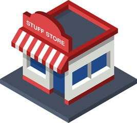 Red Isometric Shop Icon SVG