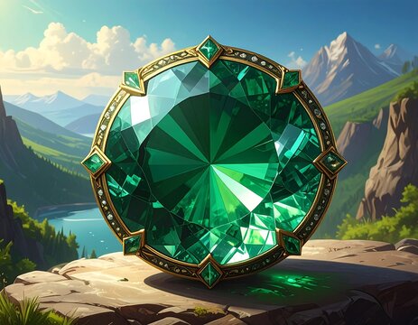 Enchanted Emerald Gemstone in Pristine Mountain Setting