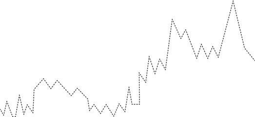 Dashed arrow line graph featuring a steep upward trajectory marking significant financial growth.