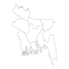 bangladesh map with province states vector design isolated on white backgrouund