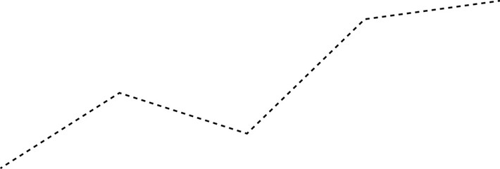 Dashed diagram representing a financial trend through dynamic changes in line movement.