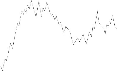 Dashed stock line chart used in market infographic layout to depict trading performance.
