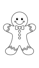 Gingerbread man coloring page for kids, bold and easy design  