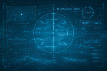 Fototapeta premium Futuristic digital targeting interface with data displays and technological hud elements for advanced visualization concepts