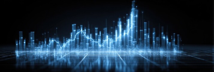 Visual Representation of Fluctuating Data Trends in a Digital Space Highlighting Growth and Decline Patterns Over Time