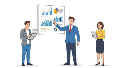 Fototapeta premium Business Team Presenting Financial Data on Whiteboard.