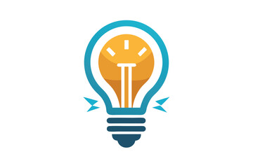 A stylized shows an orange lightbulb surrounded by a blue outline with details
