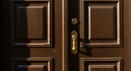 Closed wooden front door of a house during daytime