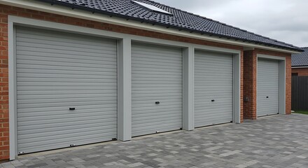 Installation of rolling shutters plastic garage doors in new house