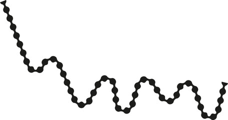 Dotted path forming an unpredictable and irregular sequence of interconnected curves.