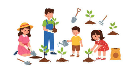 A set of modern flat vector illustrations showing business people collaborating and presenting data on large digital screens.