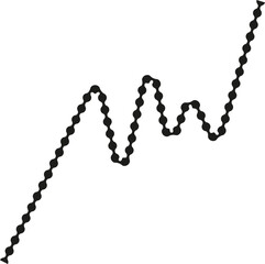 Dotted zigzag path with uneven connections creating a jagged and rough-edged pattern.