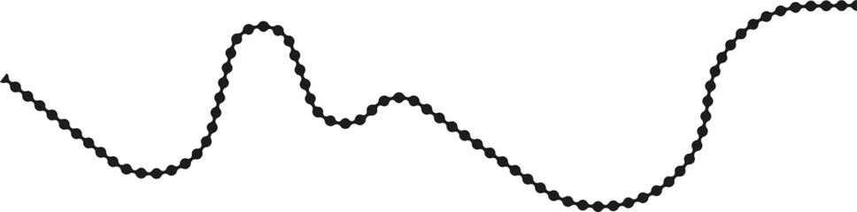 Dotted path forming sharp peaks with distinct, angular upward and downward connections.