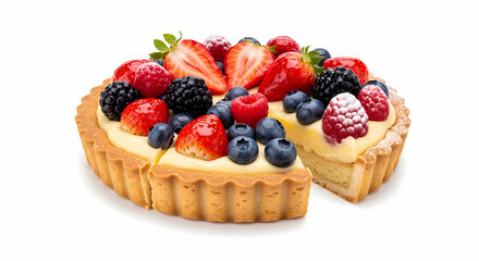 cake with cream and berries