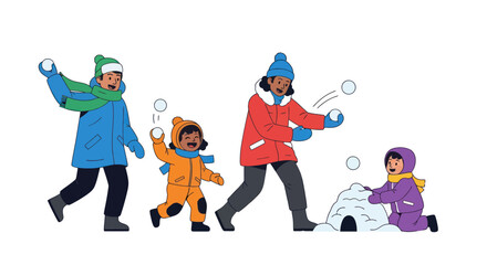 Stylized Illustration of People Styling and Cutting Hair.