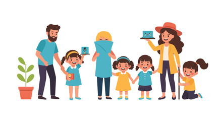 Cartoon Characters Representing Diverse Professions with Speech Bubbles.