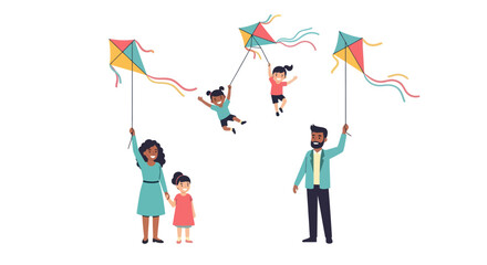 A delightful cartoon illustration of five young children engrossed in reading their storybooks.