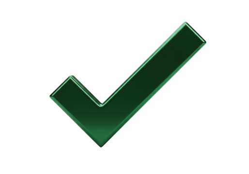Green check mark isolated PNG, approval symbol for graphic design and web use