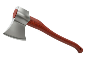 Axe with wooden handle isolated on white, sharp cutting tool for chopping wood PNG