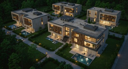 Fototapeta premium Cluster housing with luxurious modern design
