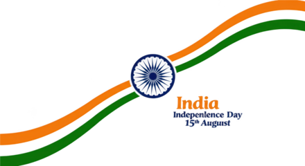India Independence Day 15th August Tricolor Flag Design with Ashoka Chakra PNG