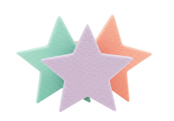 Pastel colored star shapes isolated on transparent background, decorative felt stars PNG