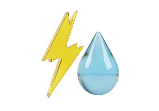 Energy and water isolated PNG on transparent background, renewable resources concept