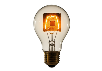 Light bulb with circuit board inside isolated, concept of technology and innovation