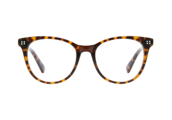 Tortoiseshell eyeglasses isolated on transparent background, stylish eyewear for vision correction