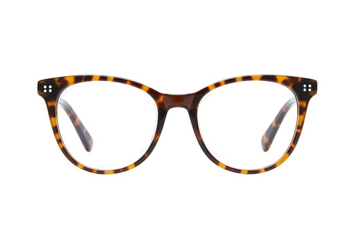Tortoiseshell eyeglasses isolated on transparent background, stylish eyewear for vision correction