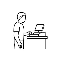 line icon person standing at the checkout vector on a white background
Vector line icon on a white background