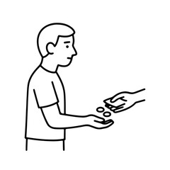 line icon person receiving change vector on a white background
Vector line icon on a white background