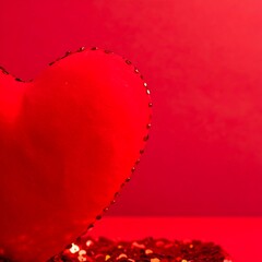 Red heart on a red background