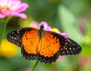 Fototapeta premium Orange butterfly on a flower