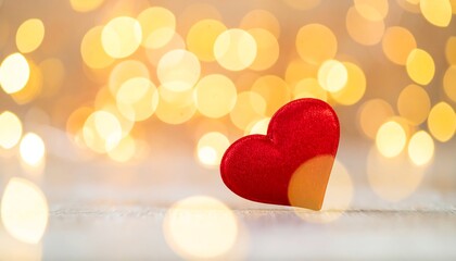 Red heart on blurred lights