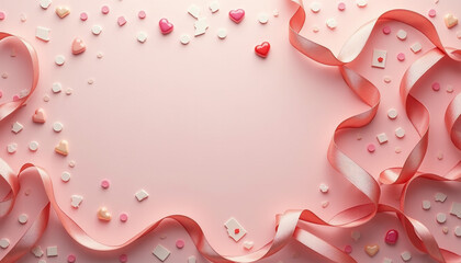 Vibrant Pink Romantic Hearts and Ribbons Pattern for Valentine's Celebration