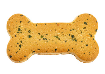 Bone-shaped dog biscuit isolated on transparent background, pet treat for canine nutrition