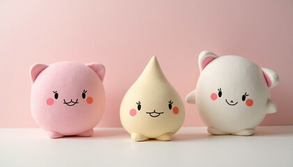 Cute Colorful Plush Toy Trio Sitting Side by Side