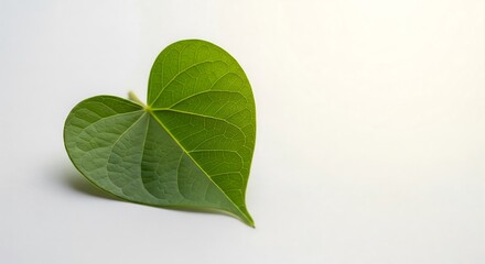 Clean white background with a heart shaped leaf, symbolizing kindness