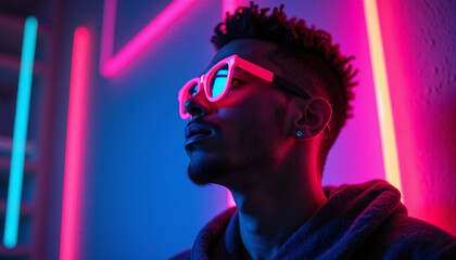 Young Man in Casual Urban Streetwear Hoodie Portrait