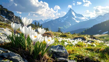 Mountain meadow in spring