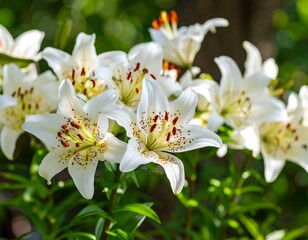 Obraz premium Close-up of beautiful white lilies