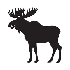 Majestic Moose in Forest Silhouette Vector