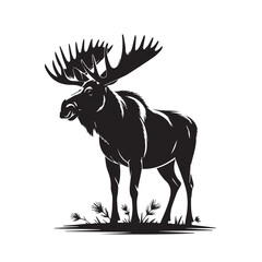 Majestic Moose in Forest Silhouette Vector
