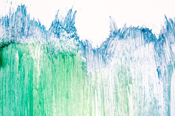 Isolated Abstract Green Acrylic Paint Stroke Texture on White Background

